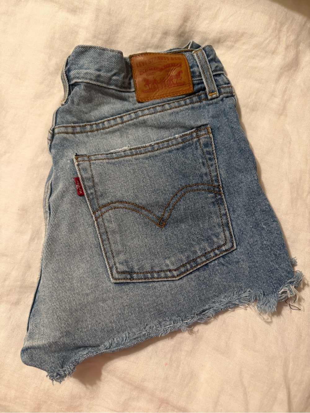 Levi's Light Blue Denim Cutoff Skirt with Frayed Hem